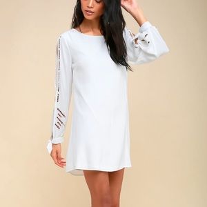 Lulu’s Bloomfield White Long Sleeve Shift Dress